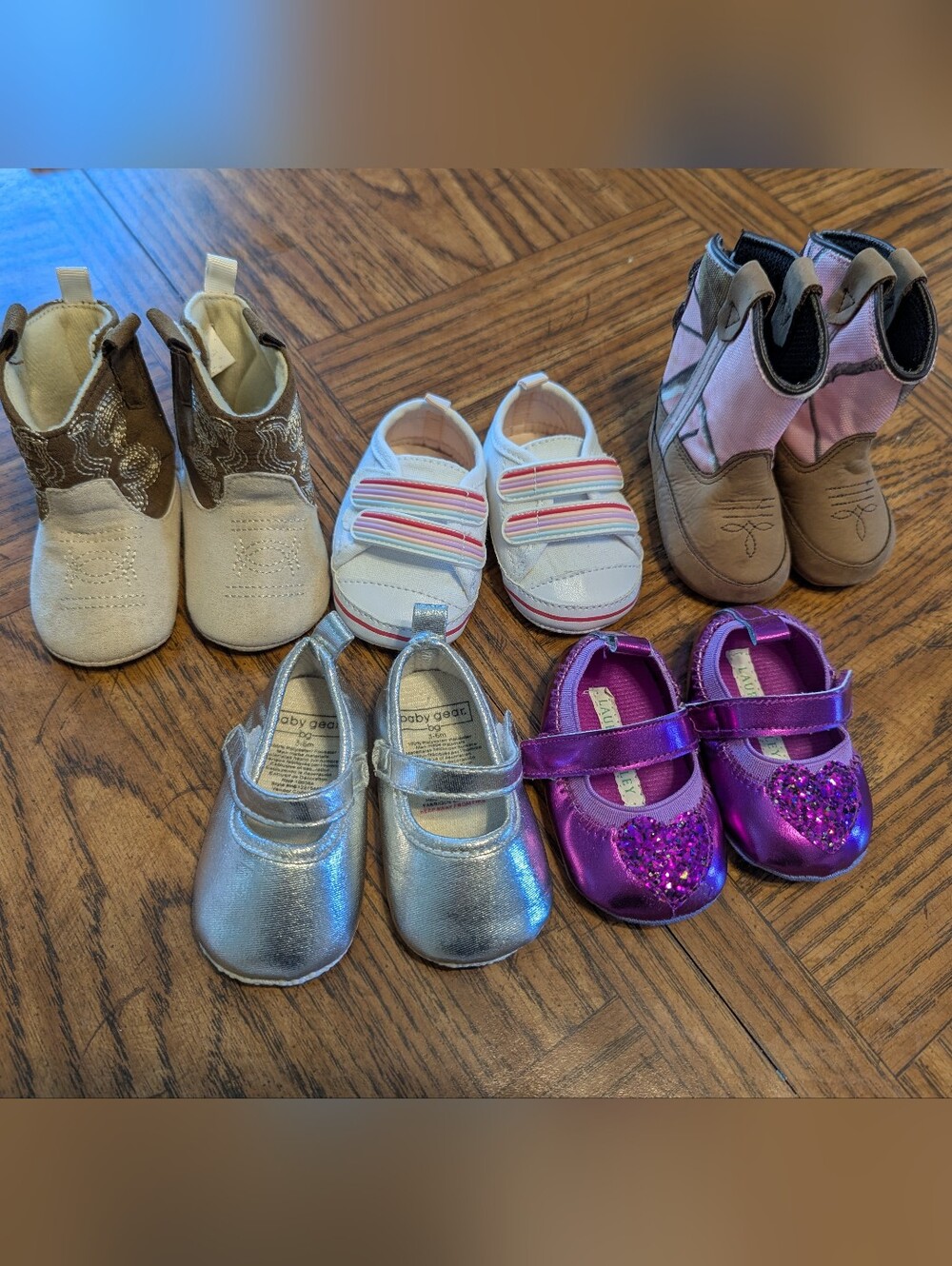 Lot Of 5 Baby Girl Shoes Laura Ashley, Old West, Stepping Stones and More